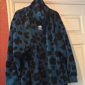 Adidas Blue and Black Fleece Jacket